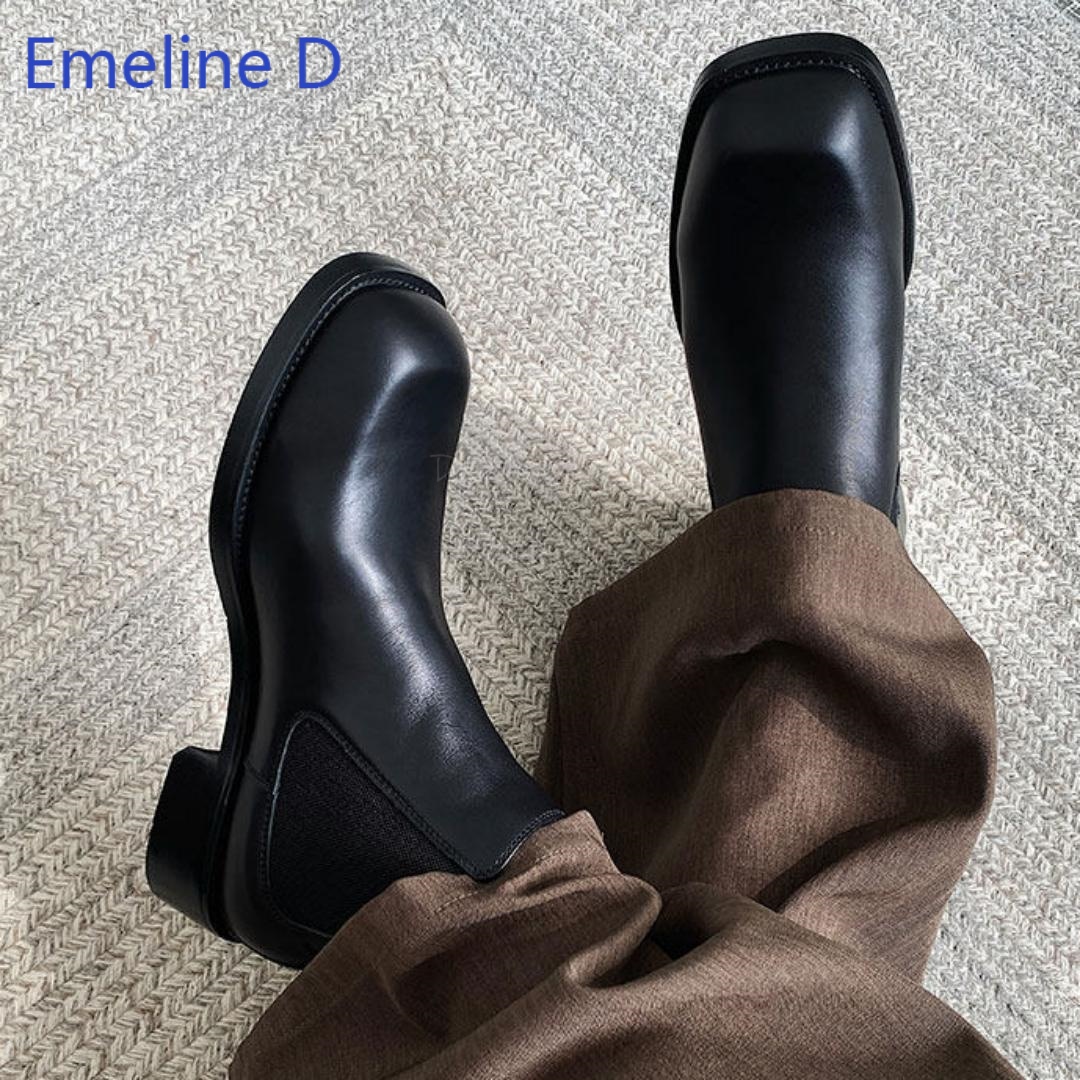 Formal Men Daily Wear Footwear - Heren Chelsea-laarzen met vierkante neus, elastische