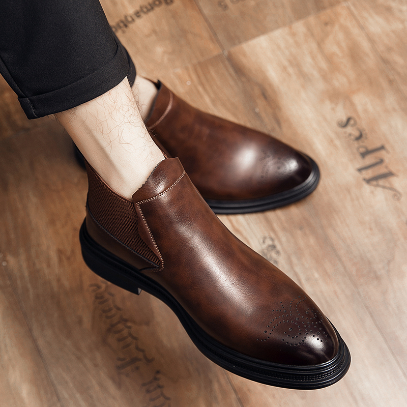 Hoge leren schoenen zijn veelz - Men Formal Wear With Boots recensie en prijs